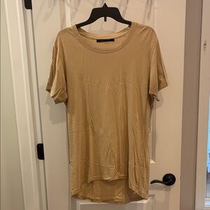 John Elliott Tan Short Sleeve Tee U-Neck Longer Length